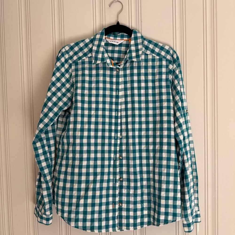 Orvis Blue and White Casual Button Down Shirt